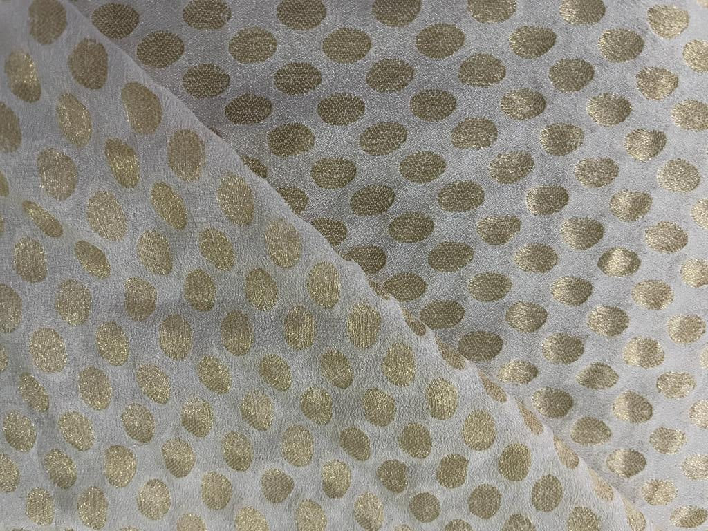 Georgette Fabric Ivory Color with Metallic Gold Small Motif