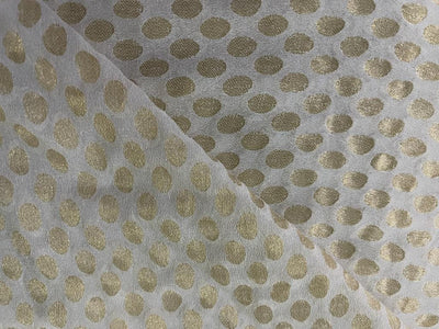 Georgette Fabric Ivory Color with Metallic Gold Small Motif