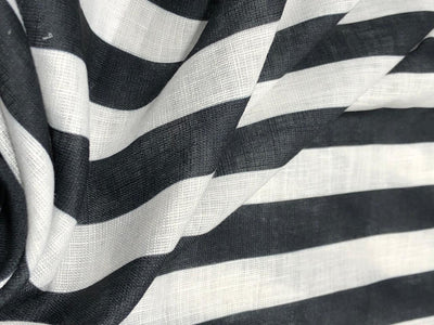 Linen  Cotton fabric black and white stripes 58" wide[17767]