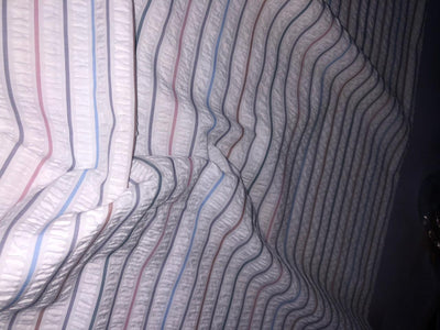 Italian cotton seersucker fabric 58" wide available in white / multi/ blue /fawn /baby pink/ sky blue and bright blue seersucker stripes
