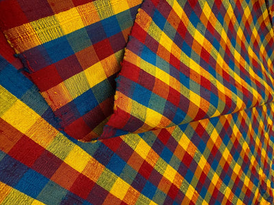 100% silk dupion multi color Plaids fabric 44" DUPNEWC33[2]