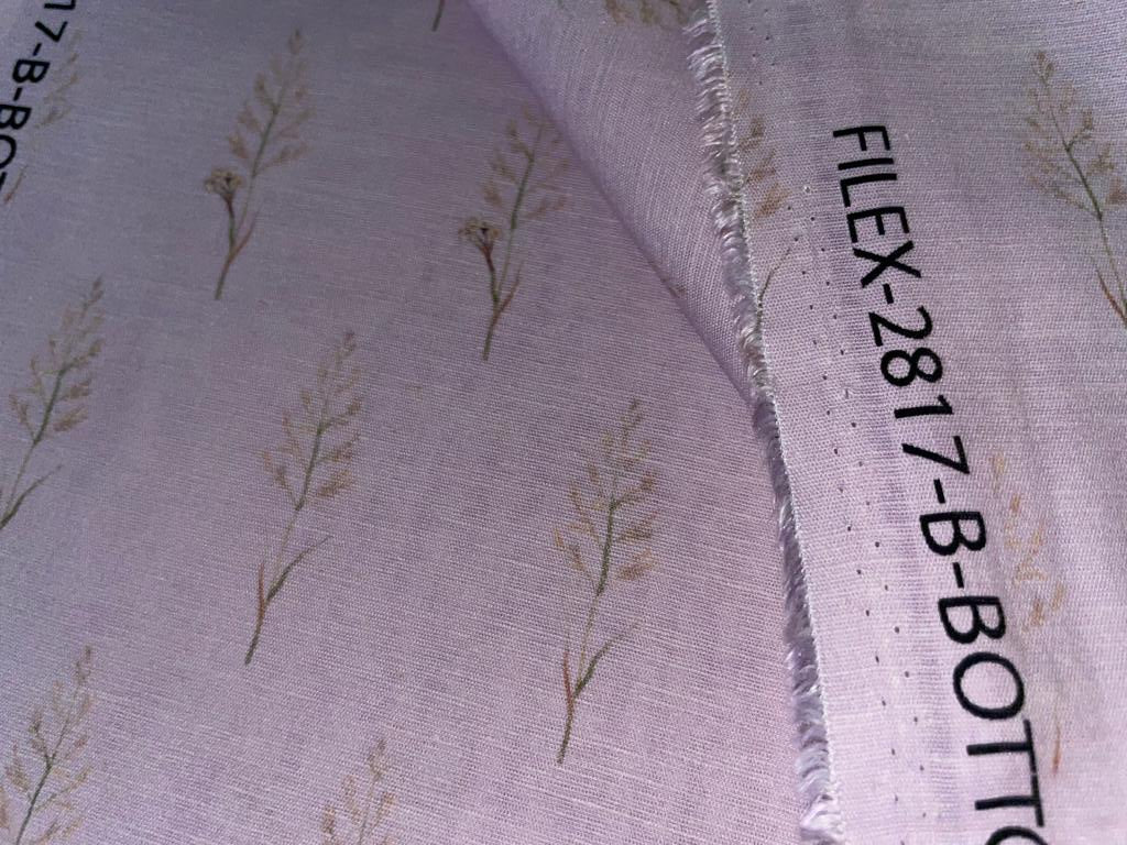 100% Linen LILAC with motif Fabric 44" wide [15420]