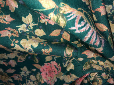 100% linen FLORAL digital print fabric 44" wide available in 2 colors green and aubergine purple [/1595915960]