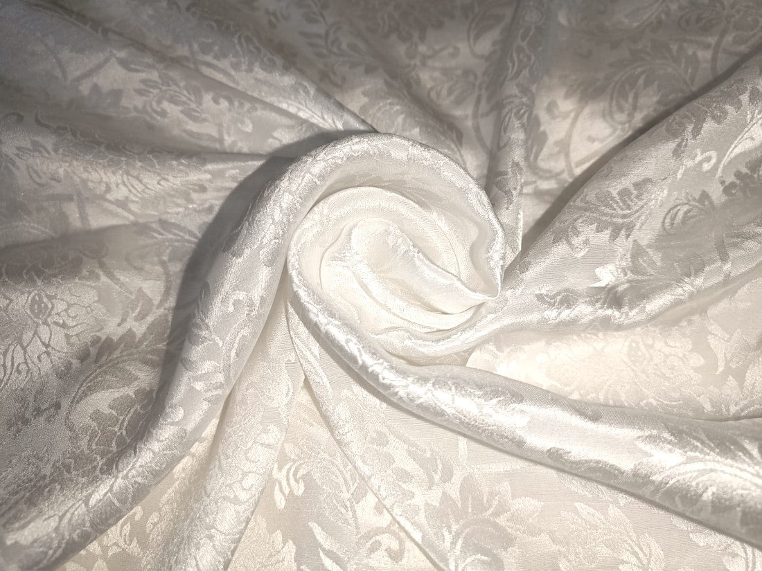 100% silk crepe JACQUARD - ivory white 44" wide  [7733]
