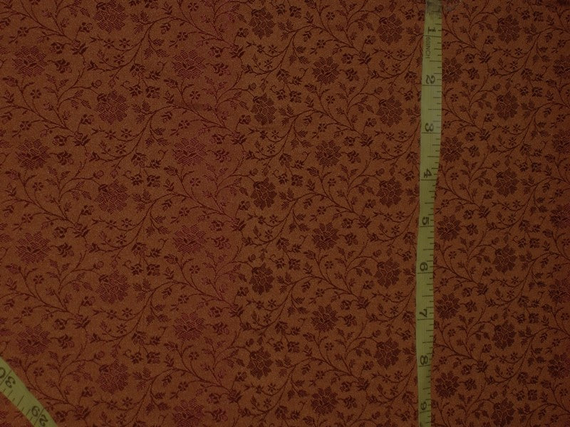 Silk Brocade Fabric Flaming Rust &amp; Rusty Red BRO85[4]