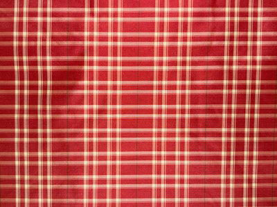 Silk Taffeta Fabric coral ivory plaids 54” Wide (TAFC71)
