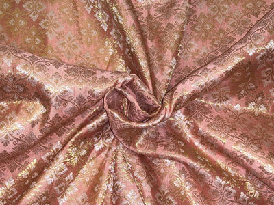 Silk Brocade fabric with white gold  jacquard available in 4 colors yellow, olive, peach and orchid BRO1072