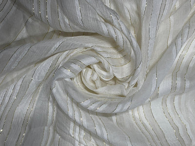 Cotton viscose crush chiffon with satin and lurex stripe fabric 44" wide [17780]