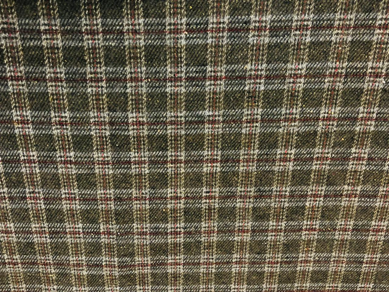 Tweed Premium Suiting Wool Blended plaids in green rust and ivory Fabric 58" wide [18317]