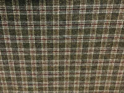 Tweed Premium Suiting Wool Blended plaids in green rust and ivory Fabric 58" wide [18317]