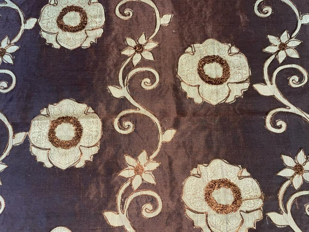 Silk Organza with velvet floral embroidery available in 2 colors [beige and brown 15349/15350]