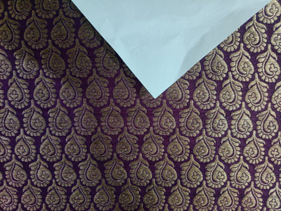 SILK BROCADE FABRIC Purple &amp; Gold 44" wide Gorgeous BRO93[3]