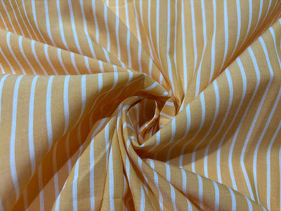 100% Cotton STRIPES  58" wide available in 4 colors MANGO/WHITE,DENIM BLUE/WHITE/WHITE WITH 2 BLUESTRIPE AND WHITE WITH BLUE PIN STRIPE