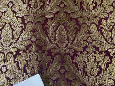 Silk Brocade fabric WINE X METALIC GOLD 44" wide BRO906[2]