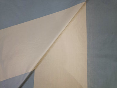 100% Pure Silk Taffeta Fabric Blueish Grey &Cream colour stripes 54" wide Taf#S46