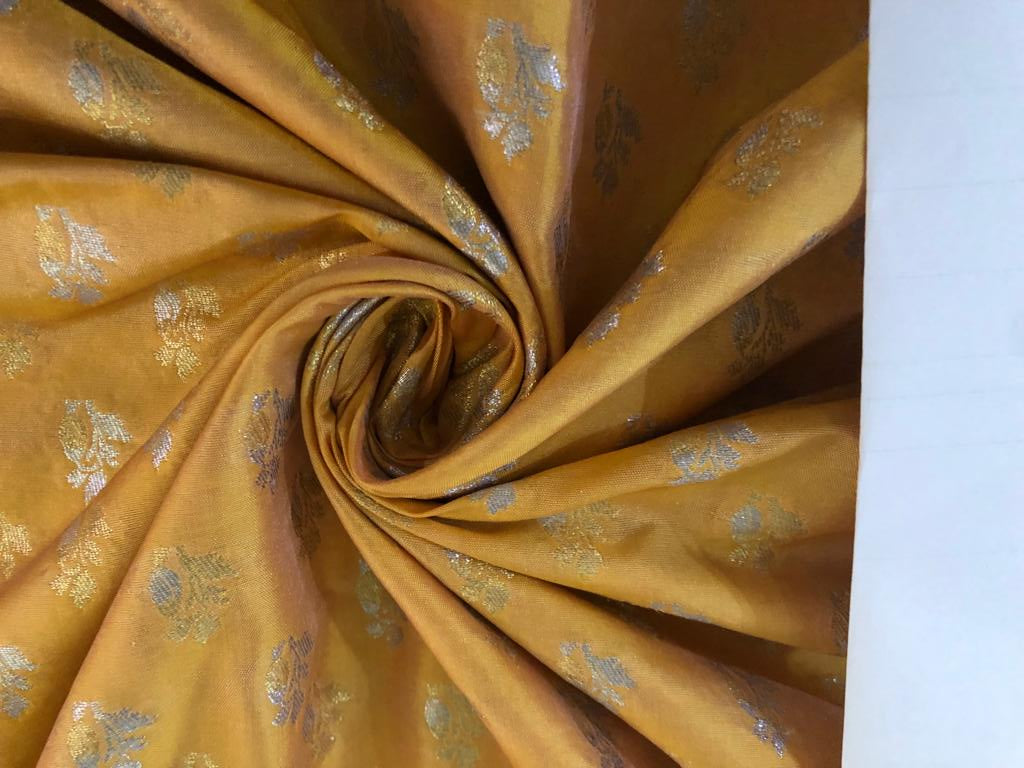 Silk Brocade fabric Gold with gold and silver motif 44" wide Jacquard BRO911[2]