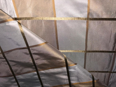 100% silk TAFETTA SHADES OF SAGE GREEN AND OLIVE X GOLD  Plaids TAFNEWC17
