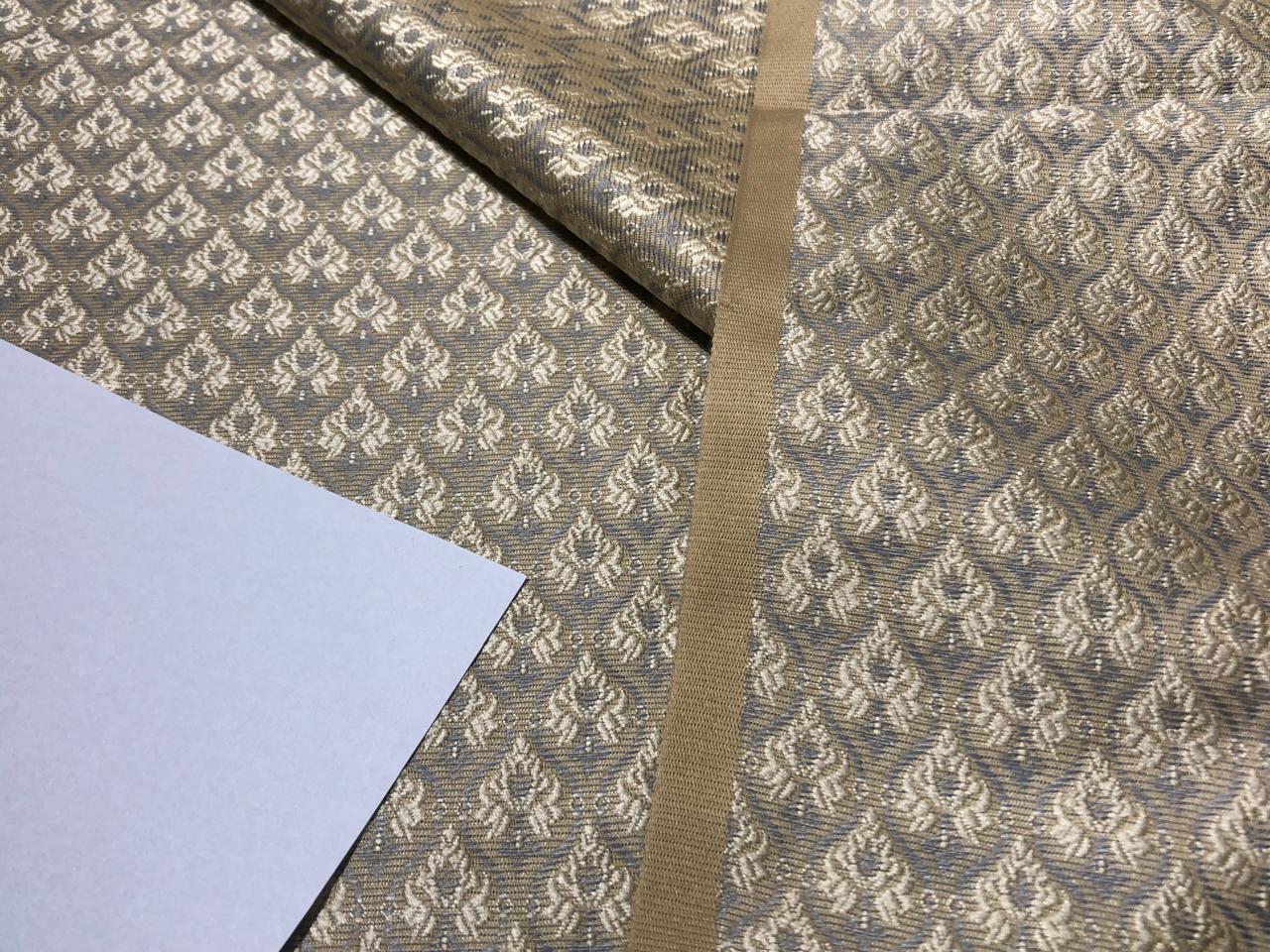 Silk Brocade fabric  gold,cream and grey motifs jacquard  BRO1001[1]