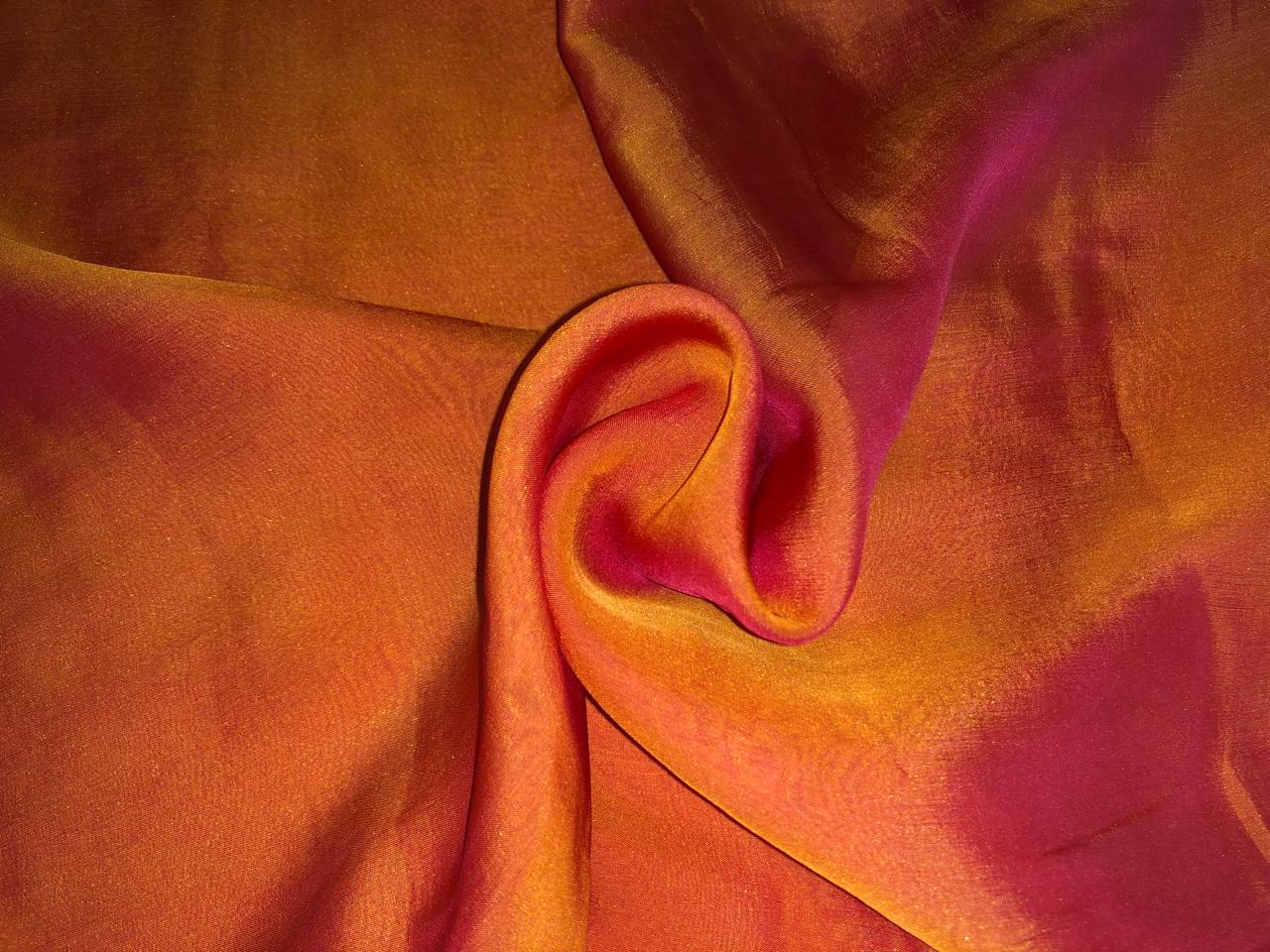 Silk flat chiffon fabric 54"2tone available in 3 colors blue x pink, orange x pink and peach x green