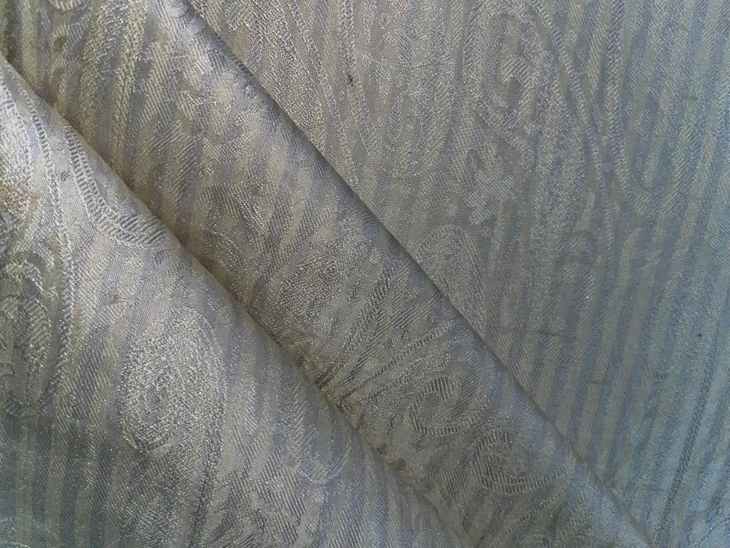 100% Silk Taffeta Jacquard Stripe Fabric available in lilac [ only 0.60 yards YELLOW 1 YARD CREAM 1.50 YD TEAL 1.15 GREEN 1 YD PINK 1 YD BLUE 1 YD DUSTY WINE 0.90 YDS CREAM AND GREY 1 YD