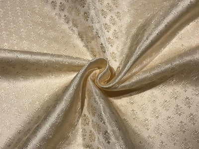 Silk Brocade fabric 56" ivory cream with self motif  jacquard BRO1062[3]