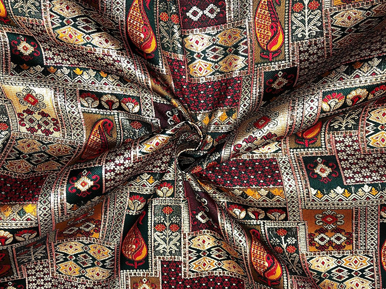 Silk Brocade fabric squares and rectangle motifs with intricate designs within available in pinks ,navy and deep bottle green  BRO1095