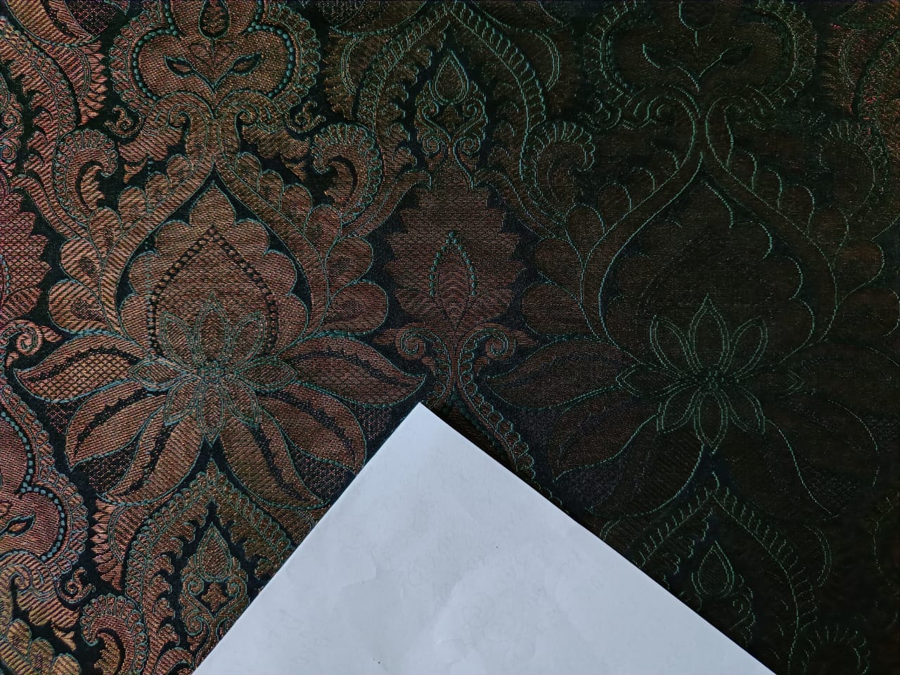 Silk Brocade fabric black x metallic copper 44" wide BRO248[5]