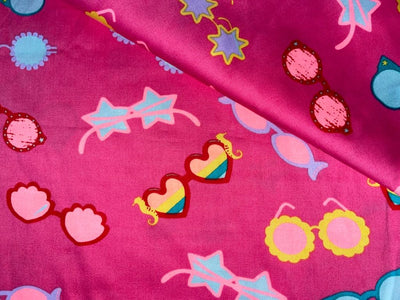 Satin fabric LIVA Bubble Gum Print 58" wide