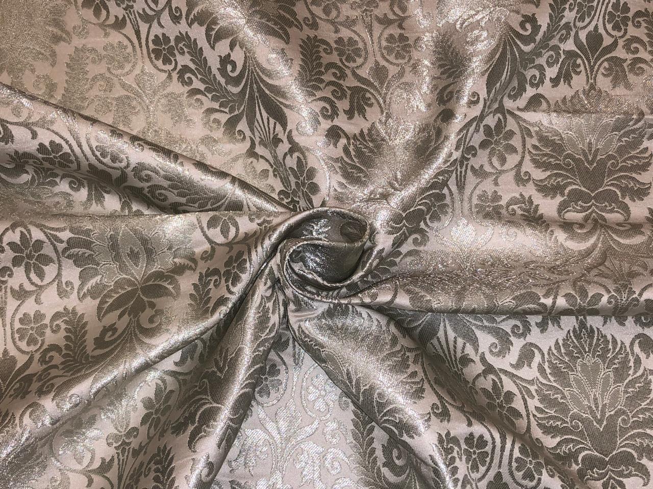 Silk Brocade fabric white with silver jacquard BRO1087[2]