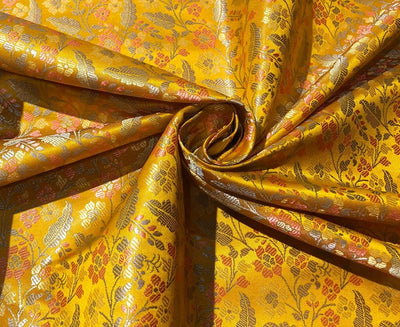 Silk Brocade  fabric~  44" wide FLORAL  jacquard available in 3 colors light olive ,mango and nude beige BRO999