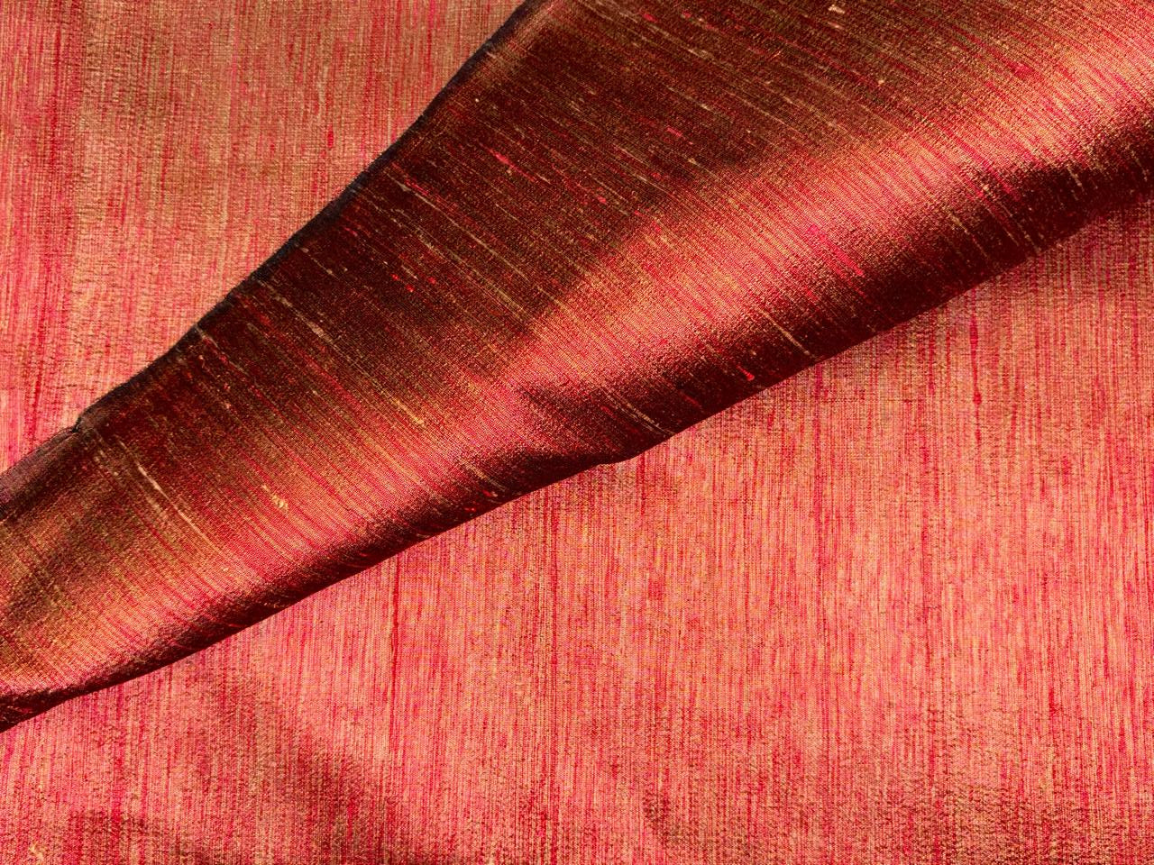 SILK Dupioni FABRIC 2 ply silk 54&quot;-orange/pink/black ,purple/golden brown ,brown/golden cream and purple x pink DUPNEWS14