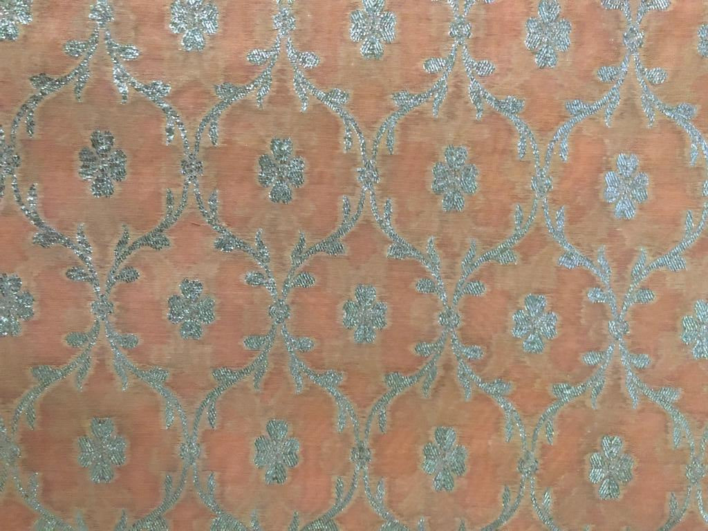 Silk Brocade fabric 44" wide peach Jacquard BRO915[2]