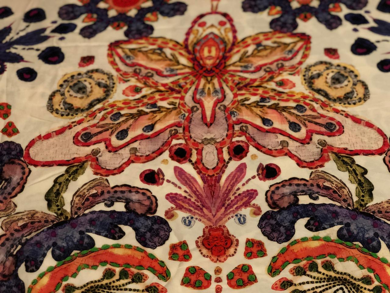 100% Pure Silk 100 grams satin printed 44"wide fabric big multi coloured [18555]