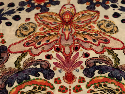 100% Pure Silk 100 grams satin printed 44"wide fabric big multi coloured [18555]