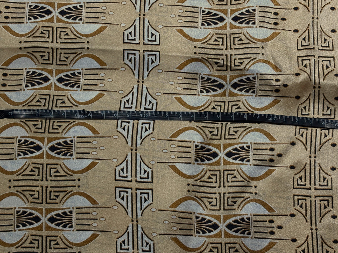 100% Pure Silk Satin 60-80 grams caramel color abstract print  54"Wide Fabric [18261]