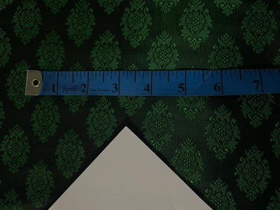 Silk Brocade fabric EMERALD GREEN X BLACK MOTIF  COLOR 44" WIDE BRO901[6]