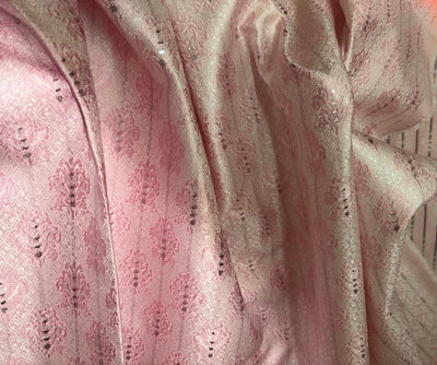 Silk Brocade fabric 44"baby pink  motif with subtle lurex dots  BRO1066[3]