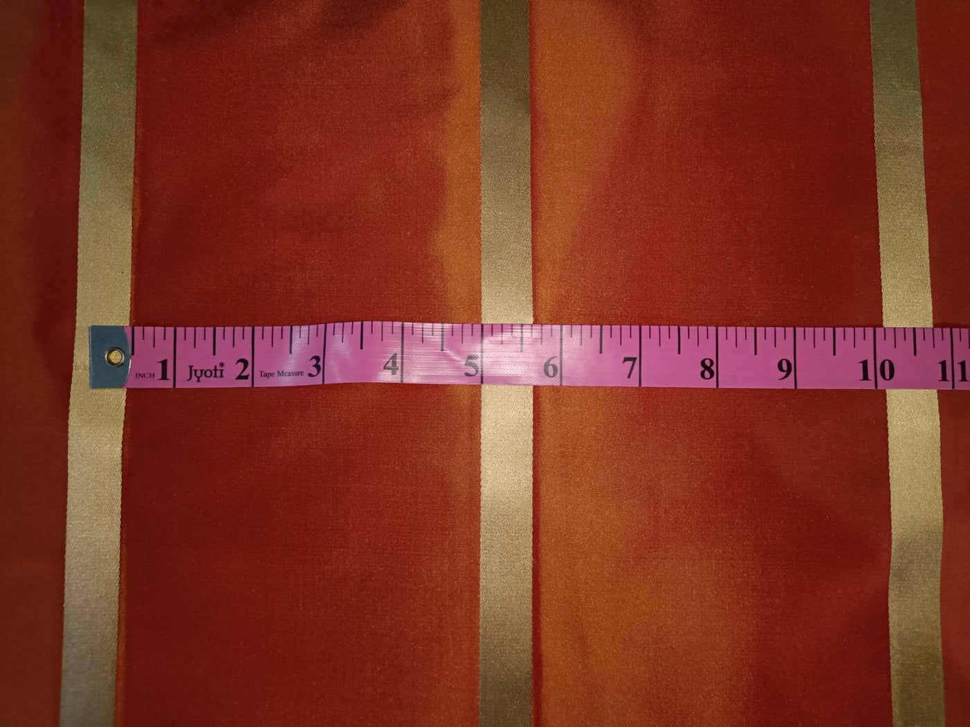 100% Silk Taffeta Fabric Orange x Gold /w Gold satin stripe 54" wide Taf#S84[1]