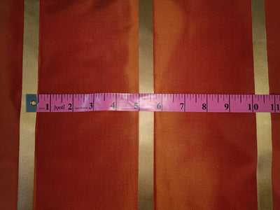 100% Silk Taffeta Fabric Orange x Gold /w Gold satin stripe 54" wide Taf#S84[1]