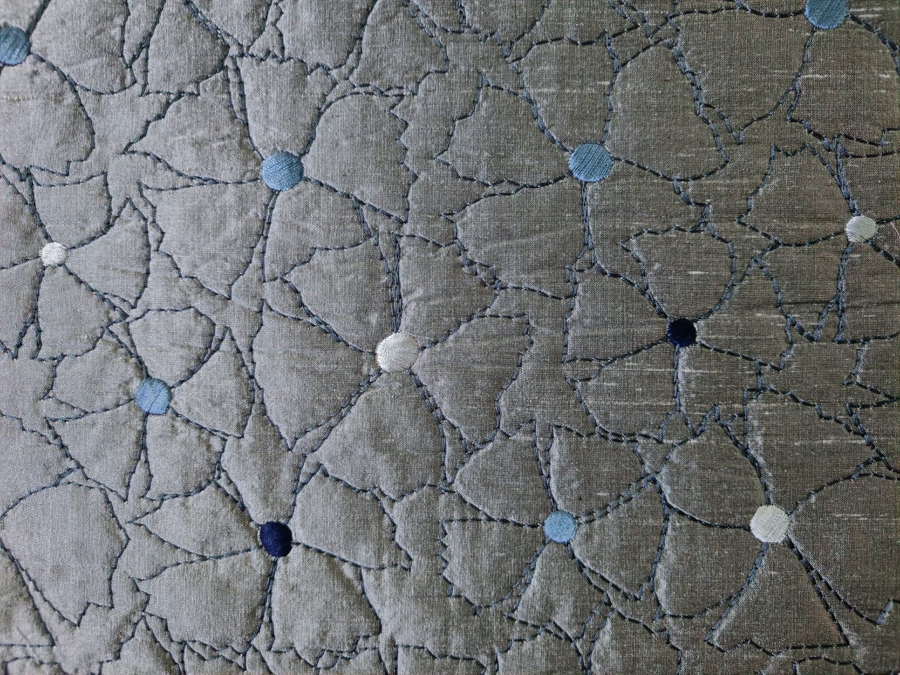 Silk Dupioni Quilted Fabric with dots available in 3 colours IVORY/GREY AND BURGUNDY