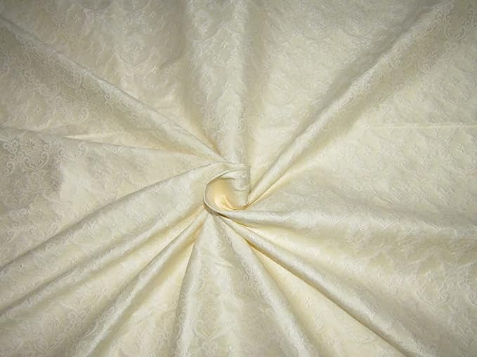 Silk Brocade Fabric Ivory tusk Color Jacquard 44" wide BRO780[3]