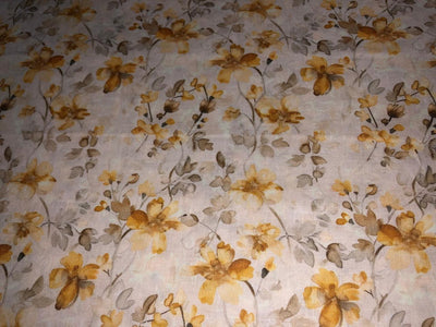 100% Linen  60 Lea Fabric mustard gold floral print [17754]
