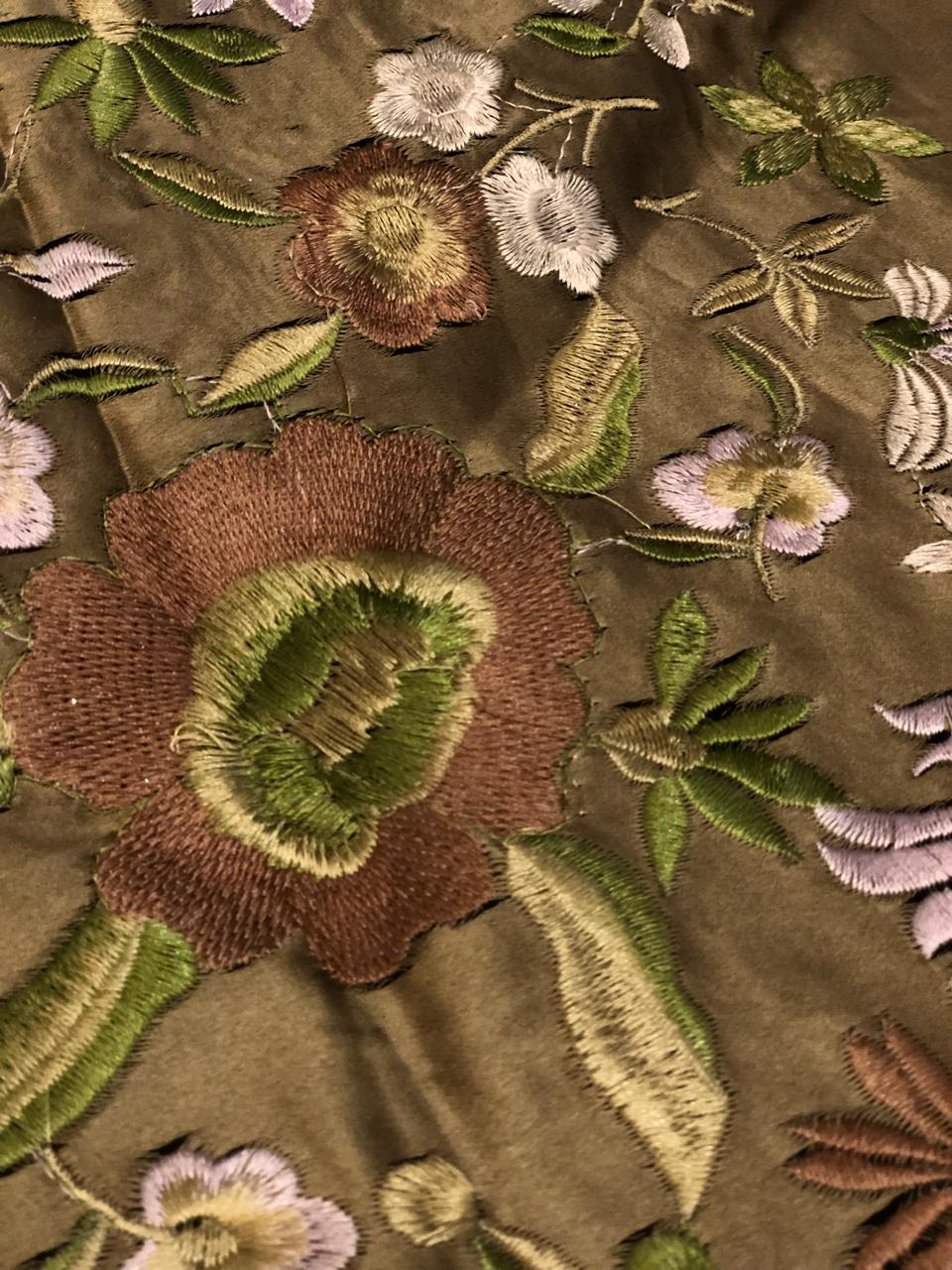 100% pure silk 45 momme EMBROIDERED dutchess satin 54&quot; wide [8930]