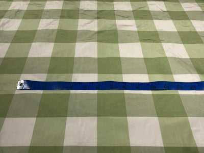 Silk taffeta green / ivory  2" X 2" plaids 54" wide  TAFNEWC4[3]