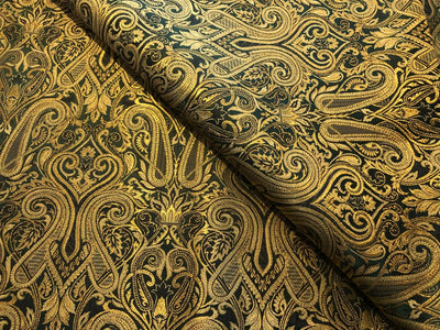Silk Brocade fabric gold jacquard paisleys available in 3 colors pink/teal , green and red/black  BRO1103