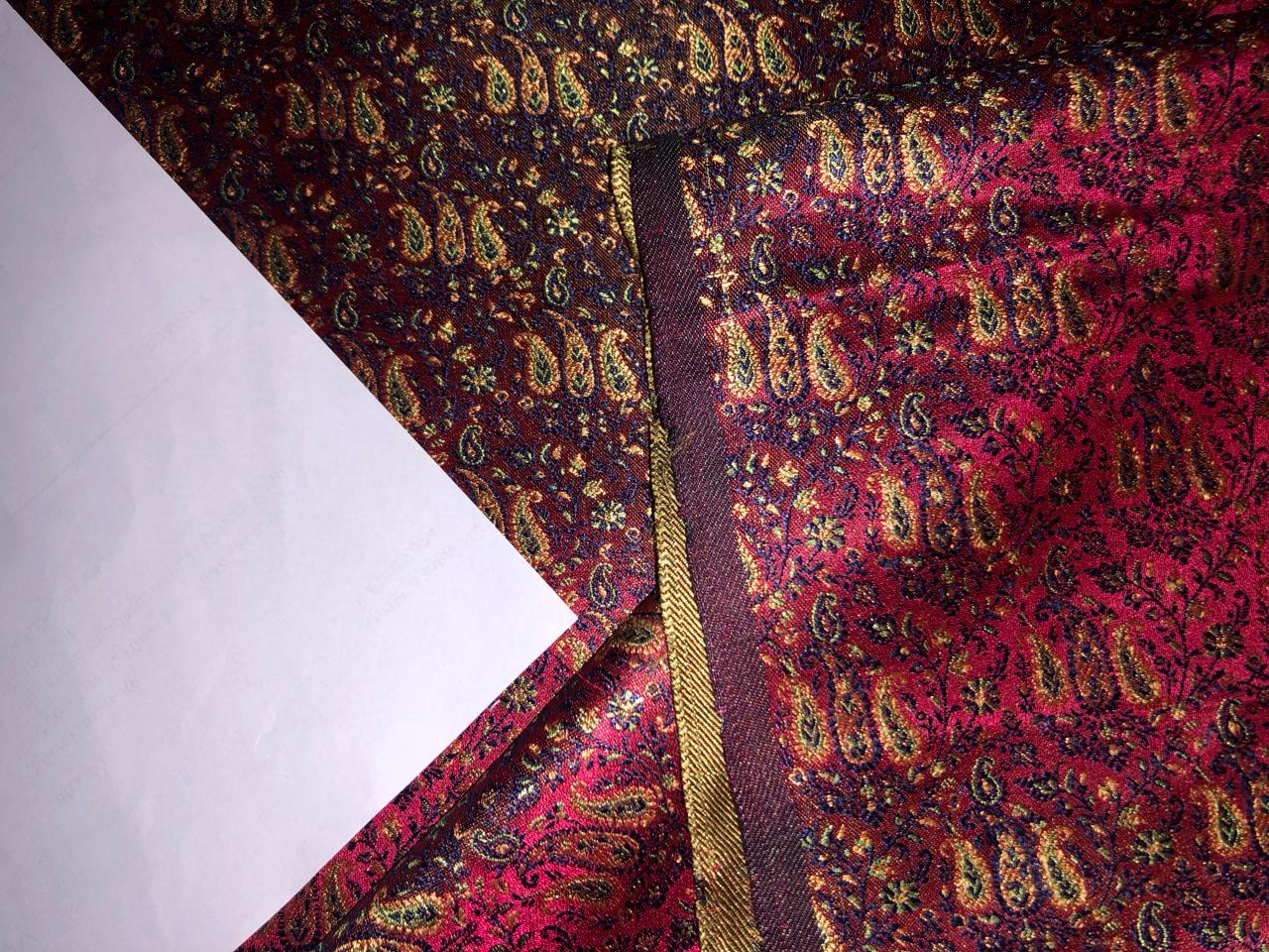 Brocade paisley jacquard fabric 44" wide BRO894 available in Three colors purple/red/sea green and pink x red