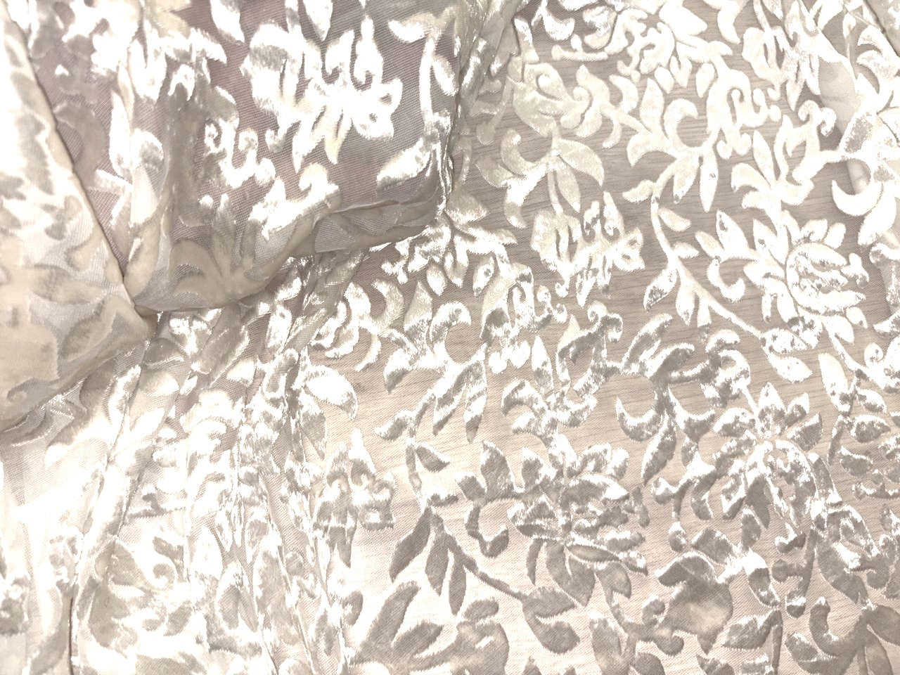 White Devore Viscose Burnout Velvet fabric ~ 44" wide available in 3 designs floral vines, abstract rose and floral [18291/92/93]