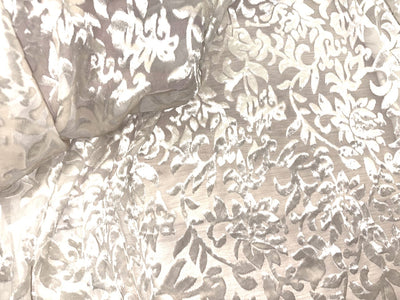 White Devore Viscose Burnout Velvet fabric ~ 44" wide available in 3 designs floral vines, abstract rose and floral [18291/92/93]