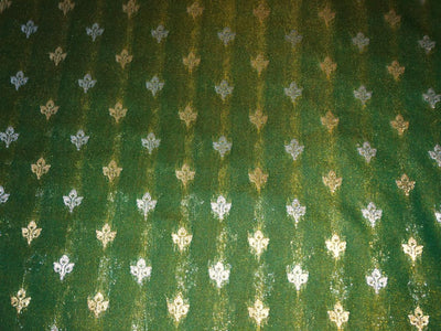 Silk Brocade fabric two tone with silver/gold  motif leaf Jacquard  44" wide available in 3 colors plum,blue and green BRO1007[1/2/3]