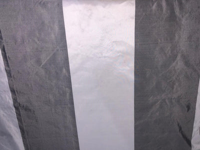 100% silk Taffeta grey and white ivory 7.75 inch Stripes Selvedge to Selvedge 54" long TafS170